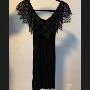 off the shoulder black lace dress